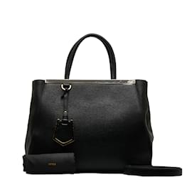 Fendi-Medium 2Jours Elite Leather Tote Bag 8BH250-Black