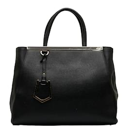 Fendi-Medium 2Jours Elite Leather Tote Bag 8BH250-Black