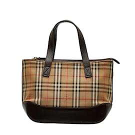 Burberry-Burberry Haymarket Check Canvas Handbag Canvas Handbag in Good condition-Brown