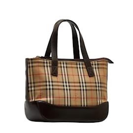 Burberry-Burberry Haymarket Check Canvas Handbag Canvas Handbag in Good condition-Brown
