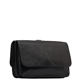 Loewe-Leather Clutch Bag-Black