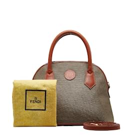 Fendi-Canvas Handbag 14092-Brown