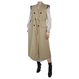 Sacai-Beige sleeveless double-breasted coat - Brand size 1-Other