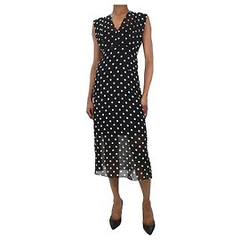 Theory Schwarzes, durchsichtiges, gepunktetes Kleid – Größe UK 2 Schwarz