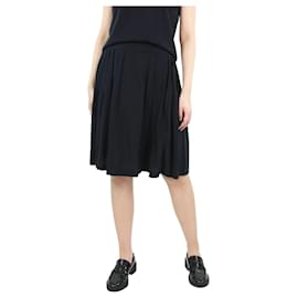 Chanel-Black pleated silk skirt - size UK 10-Black
