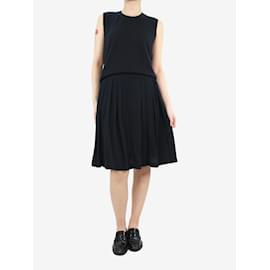 Chanel-Black pleated silk skirt - size UK 10-Black