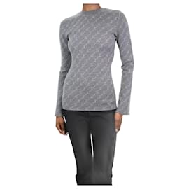 Stella Mc Cartney-Grauer Pullover aus Wollmischung mit Logomuster – Größe IT 36-Grau