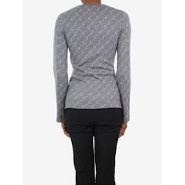 Stella Mc Cartney-Suéter cinza mescla de lã com estampa de logo - tamanho IT 36-Cinza
