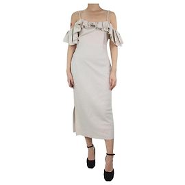 Jacquemus Beigefarbenes Kleid aus einer Baumwoll-Leinen-Mischung – Größe FR 38 Andere