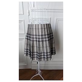 Burberry-Burberry pleated mini skirt-Silvery,Beige,Grey