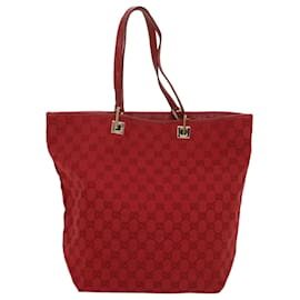 Gucci-GUCCI GG Canvas Tote Bag Red 002 1098 3444 auth 54328-Red
