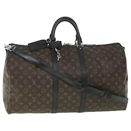 Louis Vuitton-LOUIS VUITTON Monogram Macassar Keepall Bandouliere 55 M56714 Auth ar10369b-Monogram
