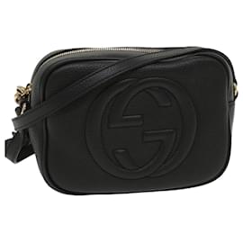 Gucci-GUCCI Soho Shoulder Bag Leather Black 308364 Auth S236-Black