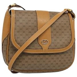 Gucci-GUCCI Micro GG Canvas Shoulder Bag PVC Leather Beige 001 115 4425 Auth ar10321-Beige