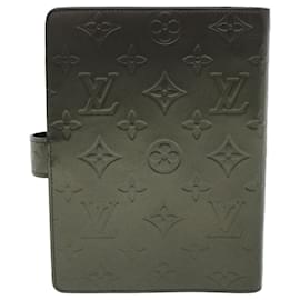 Louis Vuitton-LOUIS VUITTON Monogram Mat Agenda MM Day Planner Cover Black R20925 auth 55142-Black