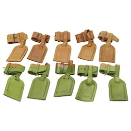 Louis Vuitton-LOUIS VUITTON Powanie Name Tag Leather 10Set Beige LV Auth 54475-Beige