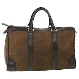 Christian Dior-Christian Dior Trotter Canvas Boston Bag Leather Brown Auth bs8590-Brown