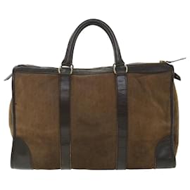 Christian Dior-Christian Dior Trotter Canvas Boston Bag Leather Brown Auth bs8590-Brown