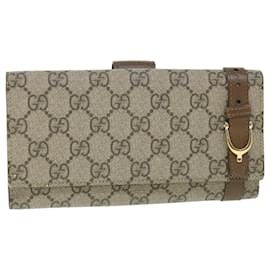 Gucci-GUCCI GG Canvas Long Wallet PVC Leather Beige 309754 auth 55618-Beige