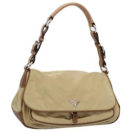 Prada-PRADA Shoulder Bag Nylon Beige Auth ar10268-Beige