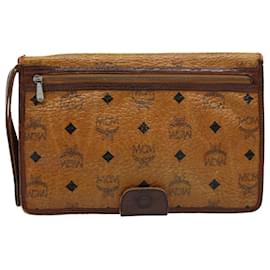 MCM-MCM Vicetos Logogram Clutch Bag PVC Leather Brown Auth 54506-Brown