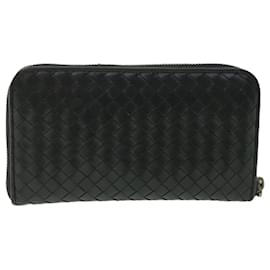 Autre Marque-BOTTEGAVENETA INTRECCIATO Cartera Larga Piel Negro Auth 55671-Negro