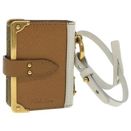 PRADA Notepad Charm Safiano leather Brown Auth ar10387b Brown