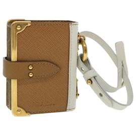 Prada-PRADA Notepad Charm Safiano leather Brown Auth ar10387b-Brown