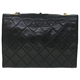 Chanel-Bolsa de ombro de corrente CHANEL pele de cordeiro preta CC Auth bs8550-Preto