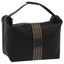 Fendi-FENDI Pouch Pecan Canvas Black Auth 54116-Black