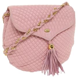 Bally-BALLY Quilted Chain Shoulder Bag Leather Pink Auth yk8755-Pink