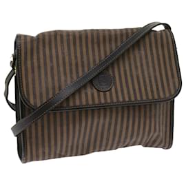 Fendi-FENDI Pecan Canvas Shoulder Bag Brown Auth ar10375b-Brown