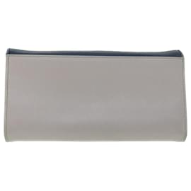 Salvatore Ferragamo-Salvatore Ferragamo Gancini Long Wallet Calf leather Navy Gray Auth 55675-Grey,Navy blue