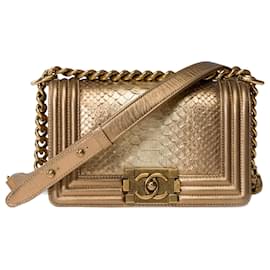 Chanel-CHANEL Boy Bag in Golden Python - 101500-Golden