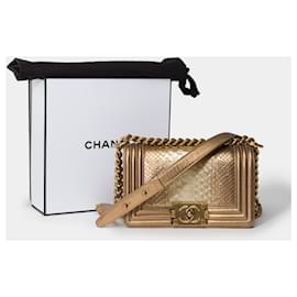 Chanel-CHANEL Boy Bag in Golden Python - 101500-Golden
