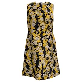 Dolce & Gabbana-Dolce & Gabbana Schwarz / Ärmelloses Kleid aus goldenem Blumenbrokat-Schwarz
