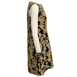 Dolce & Gabbana-Dolce & Gabbana Preto / Vestido sem mangas brocado floral dourado-Preto
