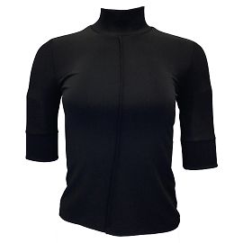 Top de malha de viscose com gola simulada preta de manga curta Khaite Preto