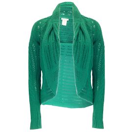 Oscar de la Renta Offener Cardigan-Pullover aus grünem Kaschmir-Häkelstrick Grün