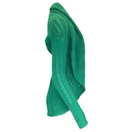 Oscar de la Renta-Maglione cardigan aperto lavorato a maglia all'uncinetto in cashmere verde Oscar de la Renta-Verde