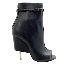 Givenchy-Givenchy Black Leather Open Toe Screw Heel Booties-Black