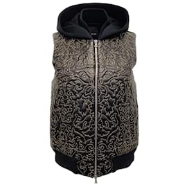 Autre Marque-Josh Goot Black Leather Hooded Vest with Gold Embroidery-Black