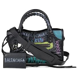 Balenciaga-Multicolor Mini Graffity City Bag-Multiple colors