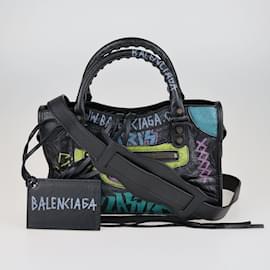 Balenciaga-Multicolor Mini Graffity City Bag-Multiple colors