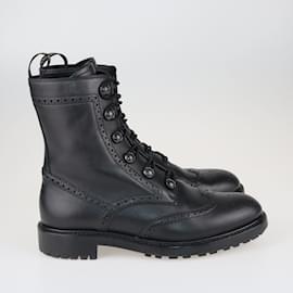 Dior-Black Brogue Diorunit Combat Ankle Boots-Black