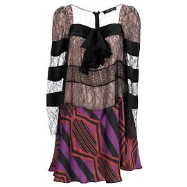 Abito al ginocchio Etro con righe in pizzo in seta multicolor Altro Stampa python