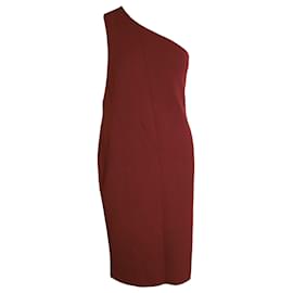Bottega Veneta-Bottega Veneta One Shoulder Dress in Rust Viscose-Dark red
