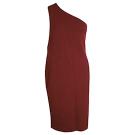 Bottega Veneta-Bottega Veneta One Shoulder Dress in Rust Viscose-Red,Dark red