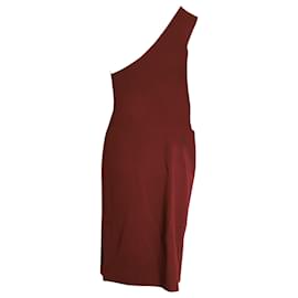 Bottega Veneta-Bottega Veneta One Shoulder Dress in Rust Viscose-Dark red