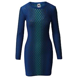 Missoni-M Missoni Bubble Knit Dress in Blue Polyester-Blue